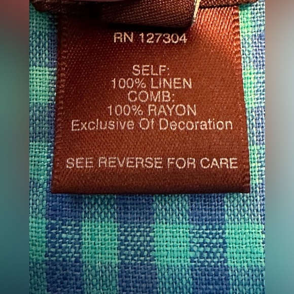 Multiples Paisley & Blue Linen Checkered Button Down Casual Blouse Womens Medium - Picture 7 of 17